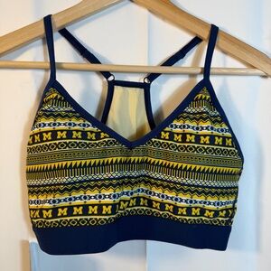 Patterned Women's Bralette in Navy and Yellow